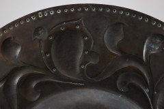 Arts & Crafts Copper Wall Plate, Repoussé Floral with Rivet Dots - Thumbnail 16