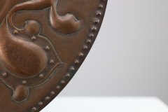 Arts & Crafts Copper Wall Plate, Repoussé Floral with Rivet Dots - Thumbnail 6