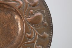 Arts & Crafts Copper Wall Plate, Repoussé Floral with Rivet Dots - Thumbnail 8
