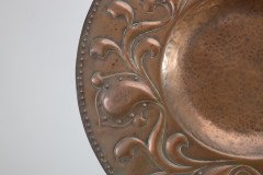 Arts & Crafts Copper Wall Plate, Repoussé Floral with Rivet Dots - Thumbnail 9