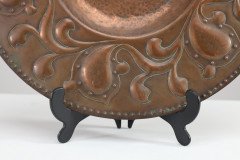 Arts & Crafts Copper Wall Plate, Repoussé Floral with Rivet Dots - Thumbnail 10
