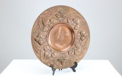 Arts & Crafts Copper Wall Plate with Floral Decoration c.1900 - Thumbnail 2