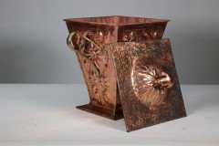 An Arts & Crafts Copper Conical Coal Bucket & Lid - Thumbnail 11