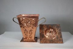 An Arts & Crafts Copper Conical Coal Bucket & Lid - Thumbnail 12