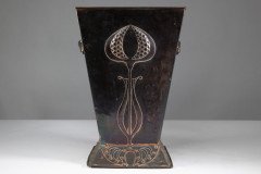 Robert Hilton. An Arts & Crafts Copper Coal Bucket with a Single Flower in Seed - Thumbnail 2