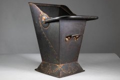 Robert Hilton. An Arts & Crafts Copper Coal Bucket with a Single Flower in Seed - Thumbnail 4