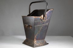 Robert Hilton. Arts & Crafts Copper Coal Bucket with a Single Flower in Seed - Thumbnail 7