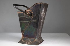 Robert Hilton. Arts & Crafts Copper Coal Bucket with a Single Flower in Seed - Thumbnail 9