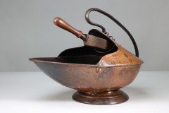 Dr. C Dresser for Benham & Froud (stamped Mark). An Aesthetic Movement Brass Fire Bucket & Shovel - Thumbnail 3