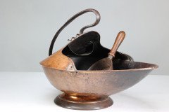 Dr. C Dresser for Benham & Froud (stamped Mark). An Aesthetic Movement Brass Fire Bucket & Shovel - Thumbnail 6