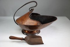 Dr. C Dresser for Benham & Froud (stamped Mark). An Aesthetic Movement Brass Fire Bucket & Shovel - Thumbnail 7