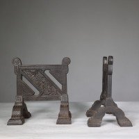 Henry Jeckyll Attributed, Robbins & Co., a Pair of Anglo-Japanese Cast Iron Fire Dogs - Thumbnail 2