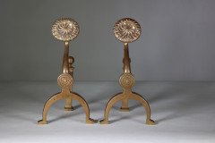 Dr. C. Dresser for Benham & Froud (stamped Mark). A Pair of Aesthetic Movement Brass Fire Dogs - Thumbnail 2