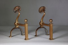 Dr. C. Dresser for Benham & Froud (stamped Mark). A Pair of Aesthetic Movement Brass Fire Dogs - Thumbnail 4