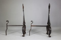 C. R. Ashbee for the Guild of Handicraft Attributed, Early Pair of Hand Wrought Iron & Copper Fire Dogs - Thumbnail 6