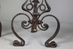 C. R. Ashbee for the Guild of Handicraft Attributed, an Early Pair of Hand Wrought Iron & Copper Fire Dogs - Thumbnail 15