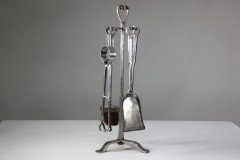 Thornton & Downer Attributed, a Set of Four Arts & Crafts Cotswold School Hand Made Steel Fire Tools - Thumbnail 6