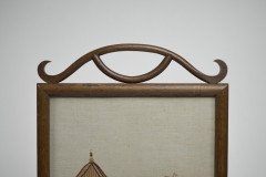 An Anglo-Japanese Oak Firescreen with a Torii Gate Detail & Japanese River Scene - Thumbnail 4