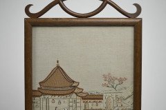 An Anglo-Japanese Oak Firescreen with a Torii Gate Detail & Japanese River Scene - Thumbnail 6