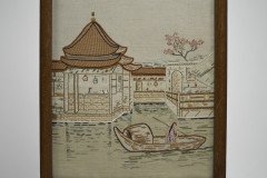 An Anglo-Japanese Oak Firescreen with a Torii Gate Detail & Japanese River Scene - Thumbnail 7