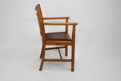 Heal’s, Arts & Crafts Oak Armchair with Chamfered Rails and Shaped Seat - Thumbnail 4
