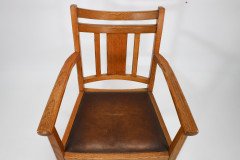 Heal’s, Arts & Crafts Oak Armchair with Chamfered Rails and Shaped Seat - Thumbnail 6
