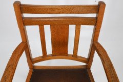 Heal’s, Arts & Crafts Oak Armchair with Chamfered Rails and Shaped Seat - Thumbnail 7