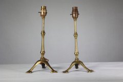 W. A. S. Benson. A Pair of Arts & Crafts Brass Table Lamps with a Serpent Style Tails - Thumbnail 2