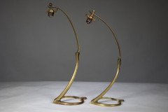 W. A. S. Benson. A Pair of Arts & Crafts Brass Swan Style Table Lamps - Thumbnail 2