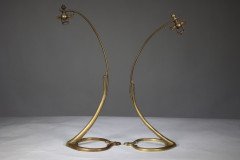W. A. S. Benson. A Pair of Arts & Crafts Brass Swan Style Table Lamps - Thumbnail 4