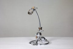 W. A. S. Benson (stamped). An Arts & Crafts Chrome Plated Table Lamp with Heart Shaped Base - Thumbnail 2