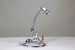 W. A. S. Benson (stamped). Arts & Crafts Chrome Plated Table Lamp with Heart Shaped Base - Thumbnail 5