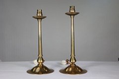 Pair of Arts & Crafts Copper Table Lamps with Three Repousse Hearts to the Base - Thumbnail 2