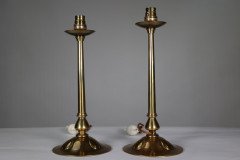 Pair of Arts & Crafts Copper Table Lamps with Three Repousse Hearts to the Base - Thumbnail 3