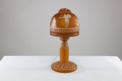 An Art Deco Style Mottled Orange Hand Painted Cameo Glass Style Table Lamp - Thumbnail 2
