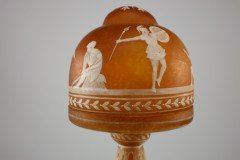 An Art Deco Style Mottled Orange Hand Painted Cameo Glass Style Table Lamp - Thumbnail 7