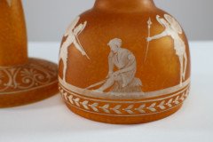 An Art Deco Style Mottled Orange Hand Painted Cameo Glass Style Table Lamp - Thumbnail 8