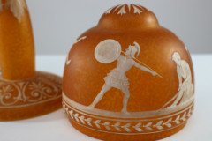An Art Deco Style Mottled Orange Hand Painted Cameo Glass Style Table Lamp - Thumbnail 9