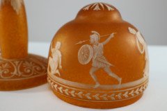 An Art Deco Style Mottled Orange Hand Painted Cameo Glass Style Table Lamp - Thumbnail 11