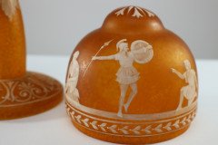 An Art Deco Style Mottled Orange Hand Painted Cameo Glass Style Table Lamp - Thumbnail 13