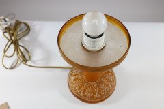 An Art Deco Style Mottled Orange Hand Painted Cameo Glass Style Table Lamp - Thumbnail 15