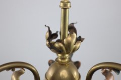 An Arts & Crafts Brass Three Arm Ceiling Light with a Flower Bud to the Top - Thumbnail 5