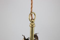 Arts & Crafts Brass Three Arm Ceiling Light with a Flower Bud to the Top - Thumbnail 4