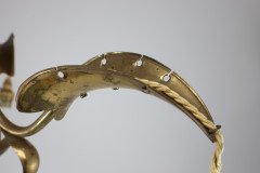 An Arts & Crafts Brass Three Arm Ceiling Light with a Central Shaped Sphere & Leaf Decoration - Thumbnail 8