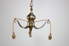 Birmingham Guild of Handicraft. Arts & Crafts Three Arm Brass Ceiling Light - Thumbnail 2
