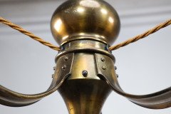 Birmingham Guild of Handicraft. Arts & Crafts Three Arm Brass Ceiling Light - Thumbnail 7
