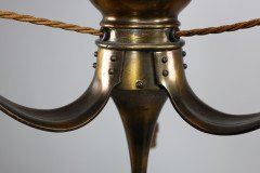 Birmingham Guild of Handicraft. Arts & Crafts Three Arm Brass Ceiling Light - Thumbnail 8