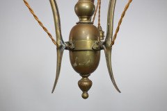 GEC Arts & Crafts Brass Three Branch Ceiling Light - Thumbnail 10