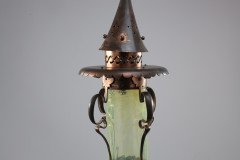 Arts & Crafts Copper & Vaseline Lantern with Floral Flowing Decoration - Thumbnail 5