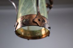 Arts & Crafts Copper & Vaseline Lantern with Floral Flowing Decoration - Thumbnail 13